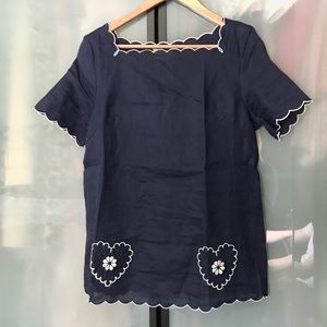 🏵 New Innika Choo embroidered linen box blouse 2